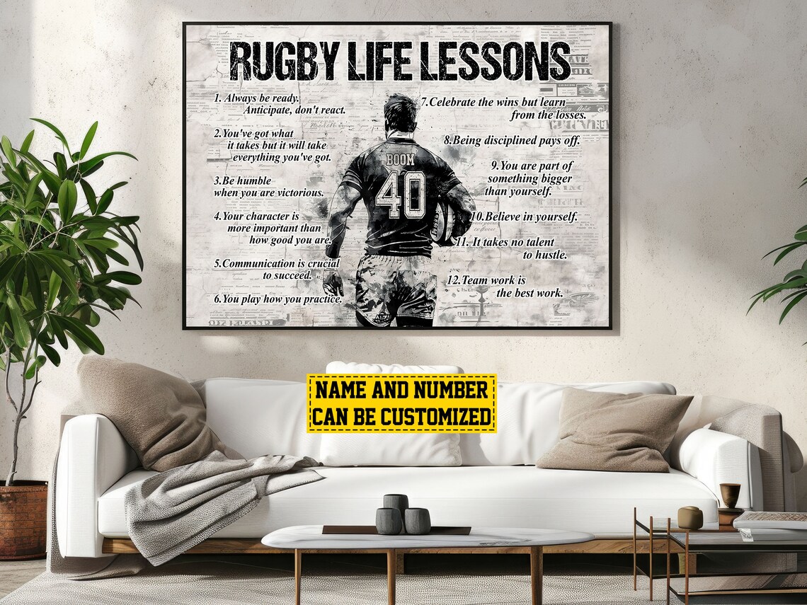 Personalized Rugby Life Lessons Poster Print For Boys - Image 2