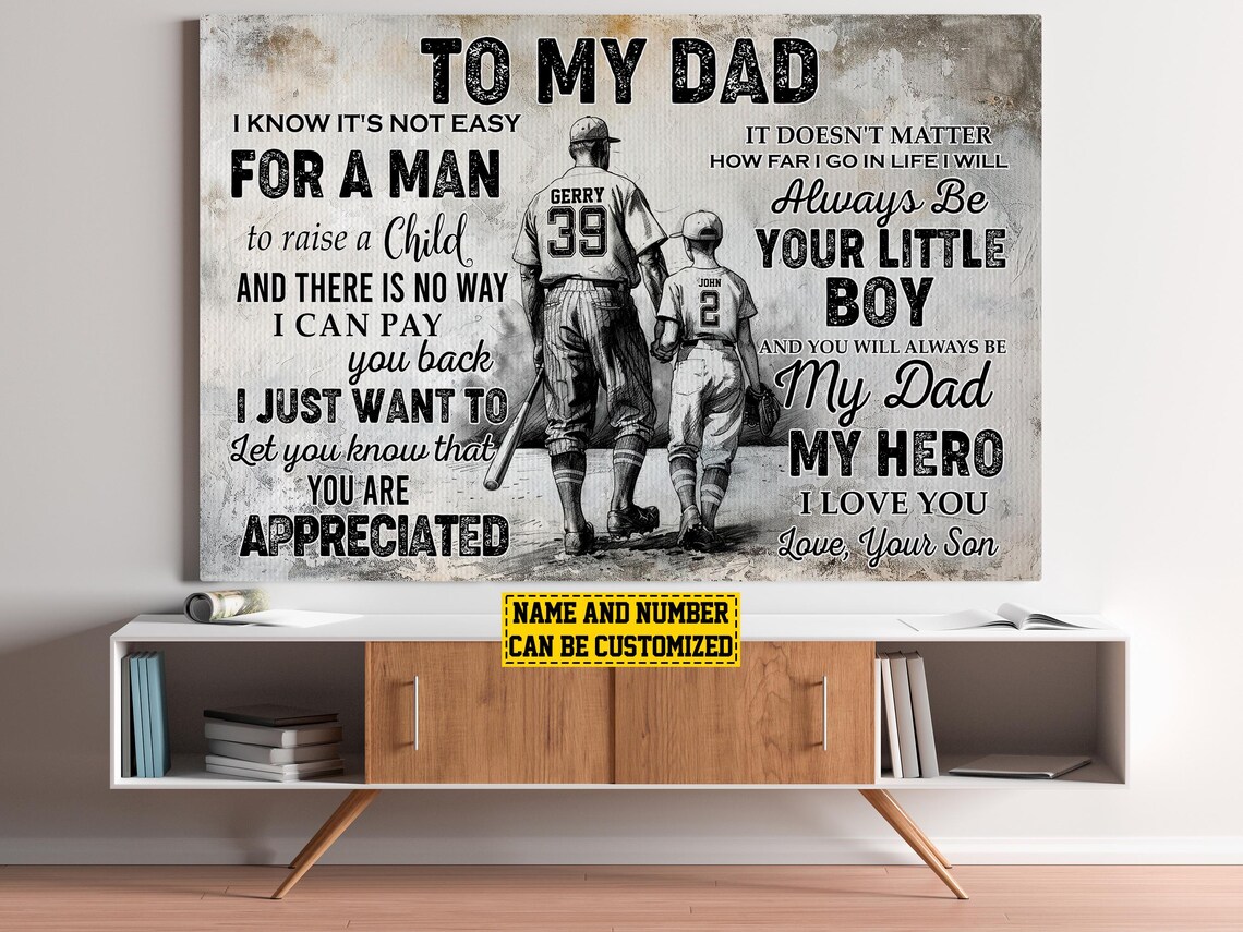 Baseball To My Dad Personalized Poster Print - Image 4