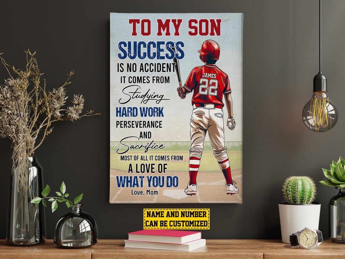 Baseball Player Son Personalized Print Baseball Poster Print Softball Gift For Son Boys - Image 4