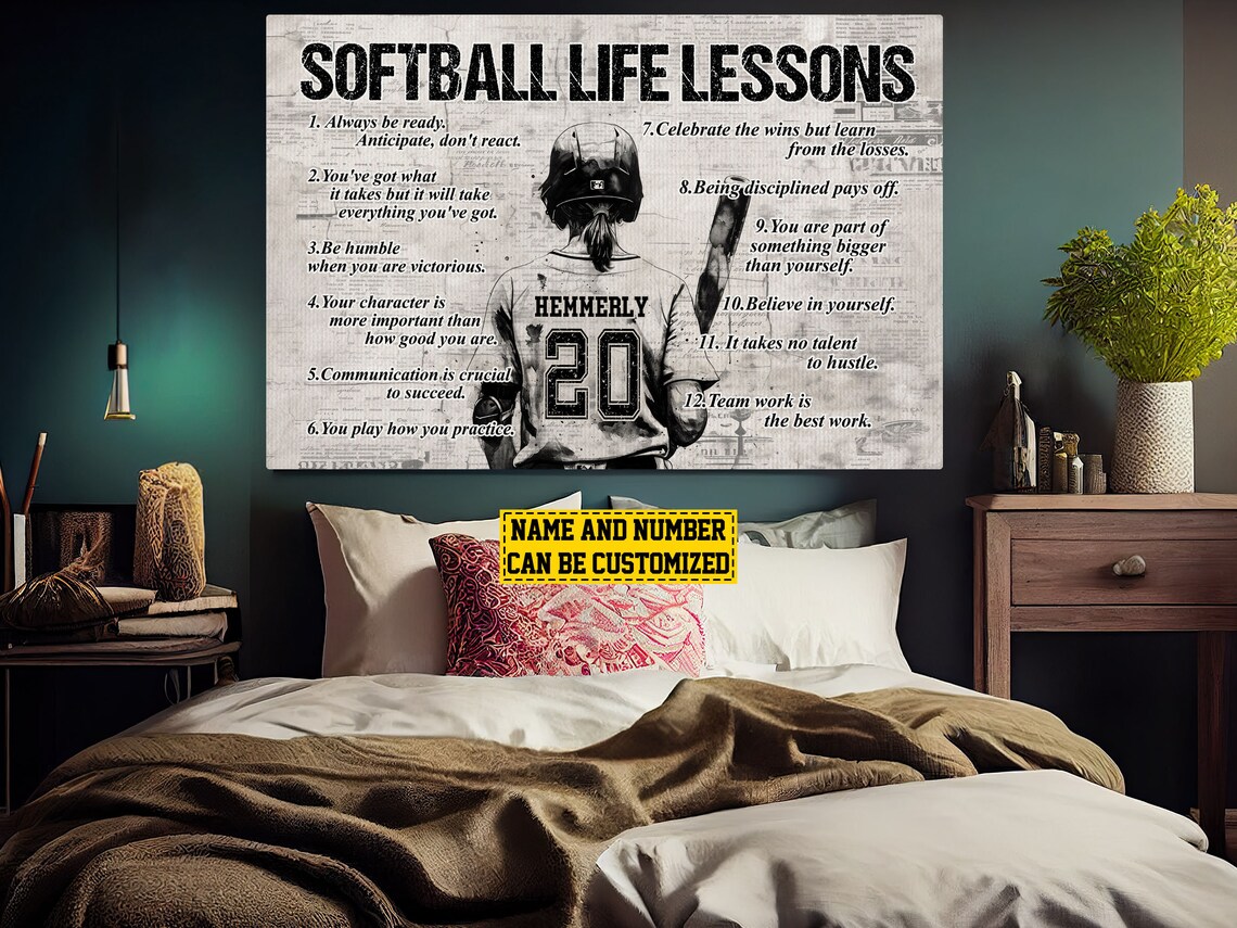 Softball Life Lessons Personalized Poster Print - Image 3