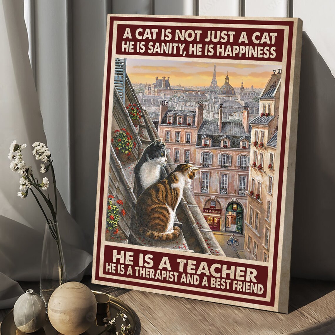 A Cat Is Not Just A Cat Paris Rooftop View Poster Teacher Therapist Best Friend - Image 5