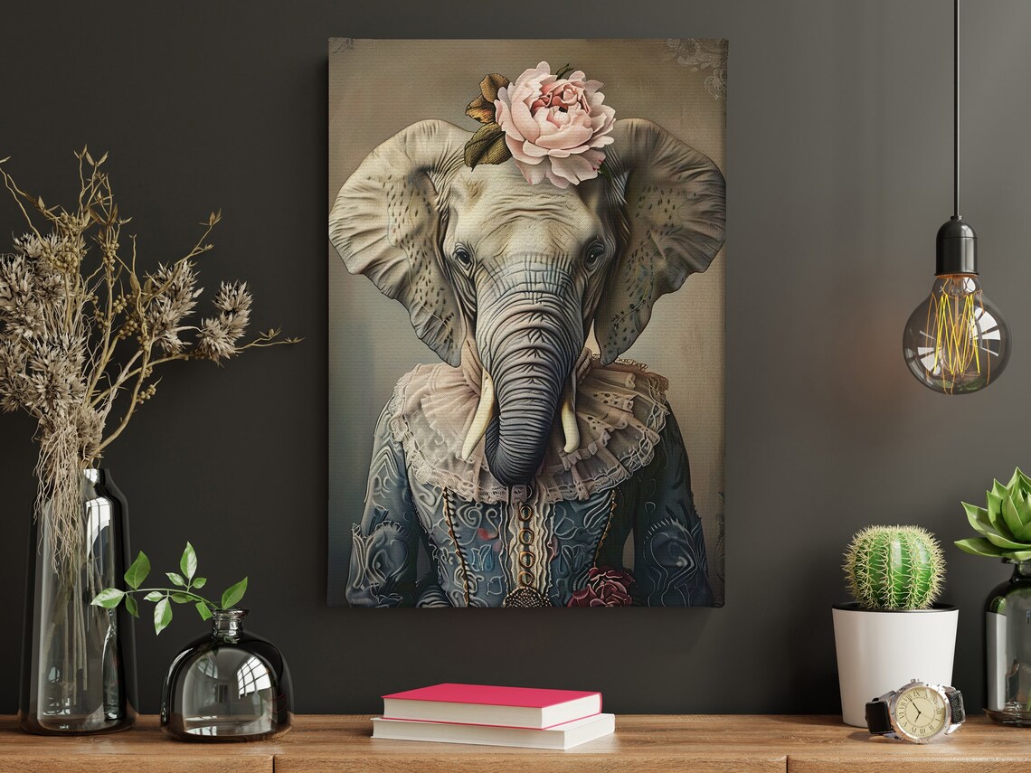 Vintage Renaissance Elephant Art Print, Retro Decor - Image 4