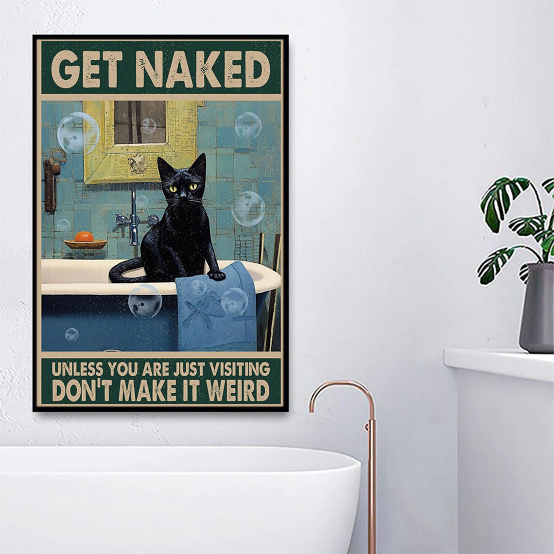 Cat Comedy Vintage Cat Bathroom Art Print, Christmas Gift - Image 4