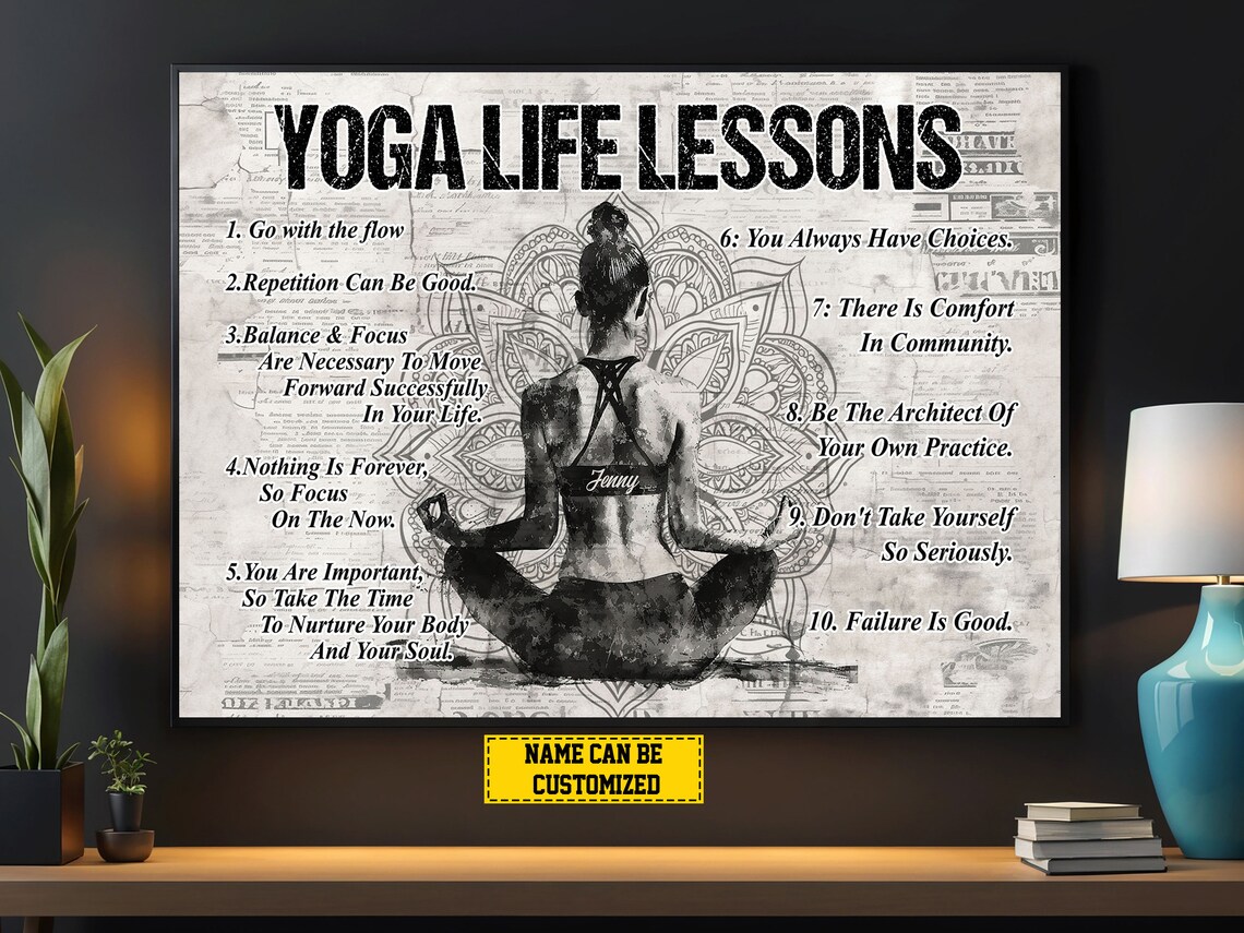 Yoga Life Lessons Personalized Poster Custom Name Meditation Wall Art Print