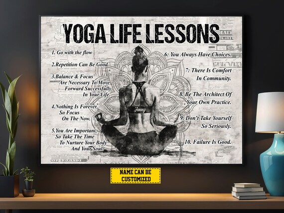 Yoga Life Lessons Personalized Poster Custom Name Meditation Wall Art Print