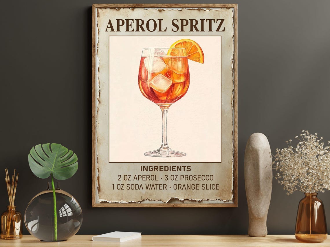 Aperol Spritz Wine, Bar Wall Art