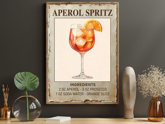 Aperol Spritz Wine, Bar Wall Art