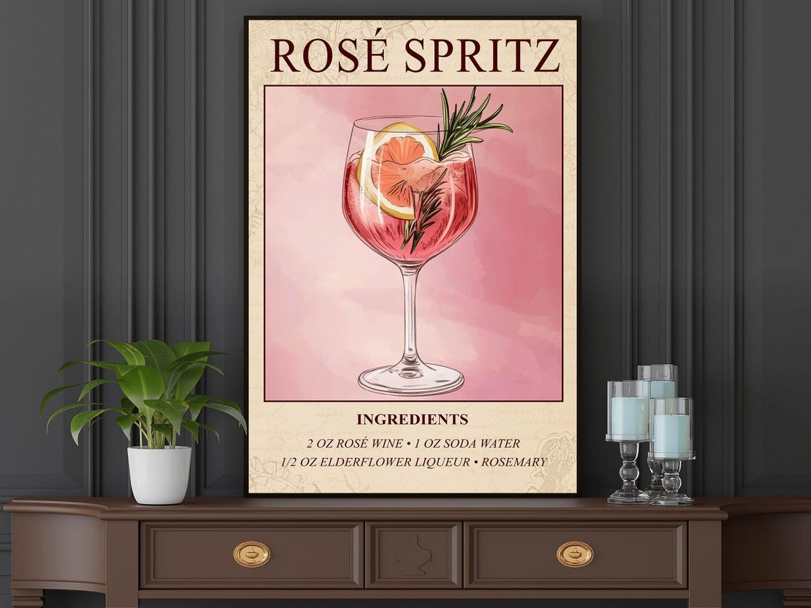 Rose Spritz Wine Poster, Bar Wall Decor - Image 3