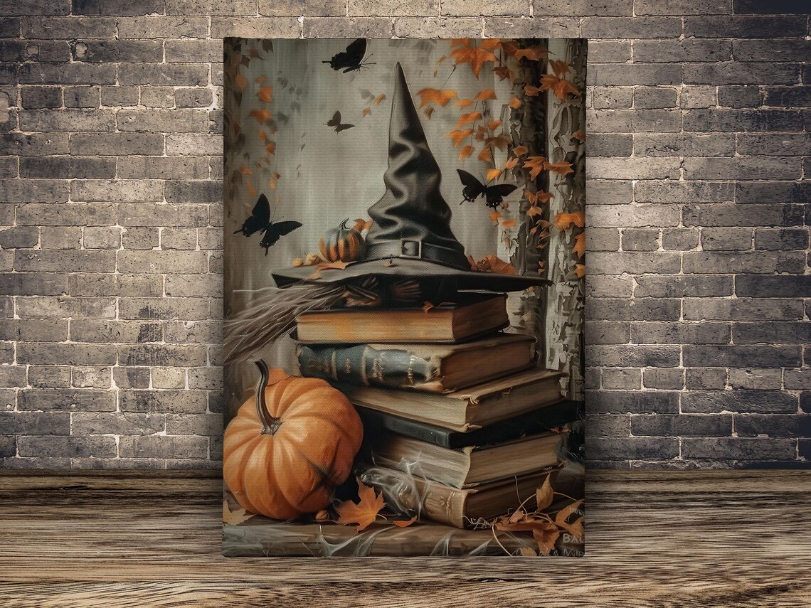Vintage Witchy Hat and Magic Books, Halloween Poster - Image 2