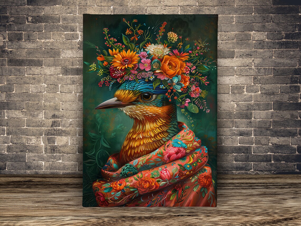 Vintage Maximalist Floral Honey Bird Art Print - Image 2