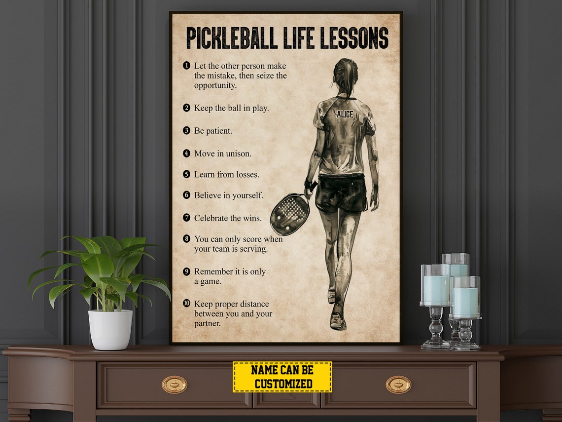Pickleball Life Lessons Personalized Print Pickleball Poster Print Pickleball Gift For Girl Daughter - Image 3