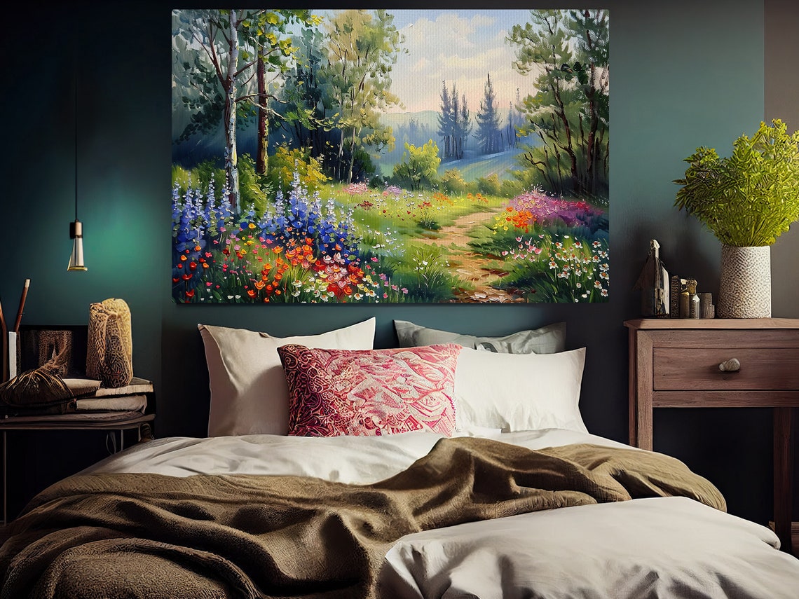 Summer Forest Meadow With Lupines Birch Trees Wildflower Path Poster - Image 5