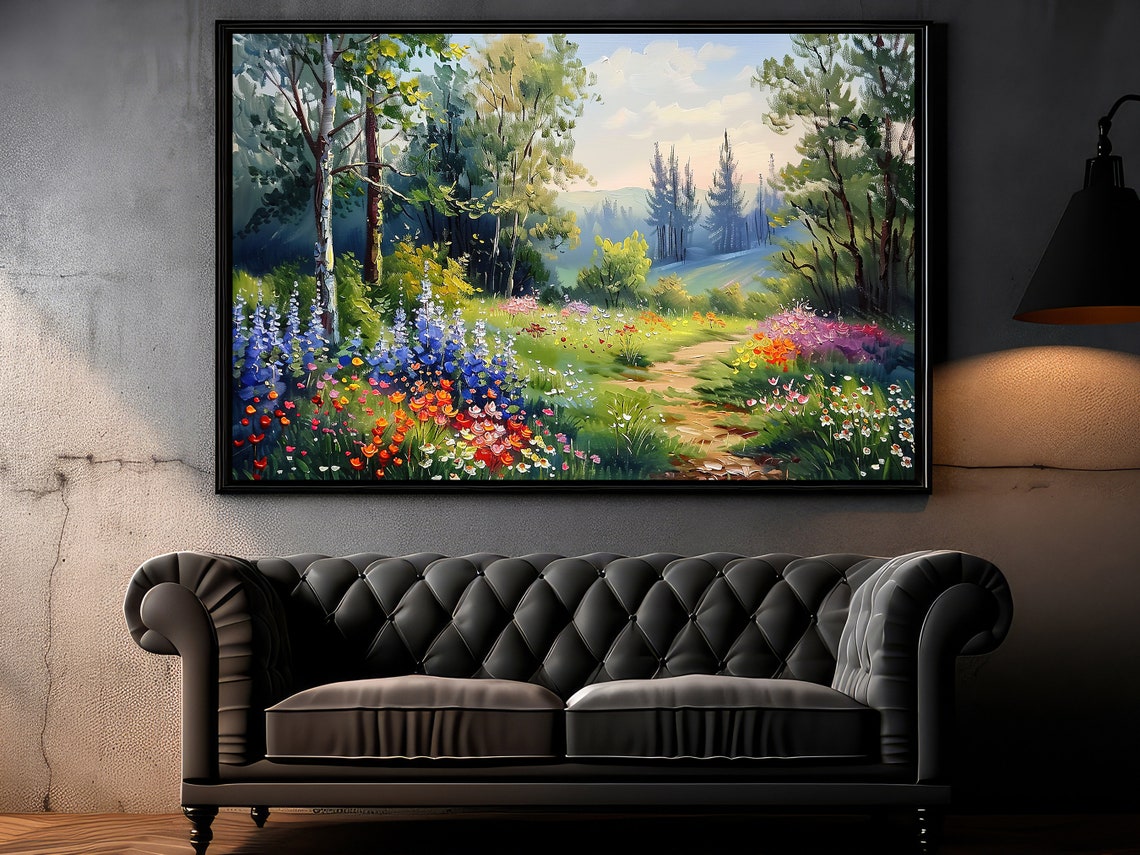 Summer Forest Meadow With Lupines Birch Trees Wildflower Path Poster - Image 2