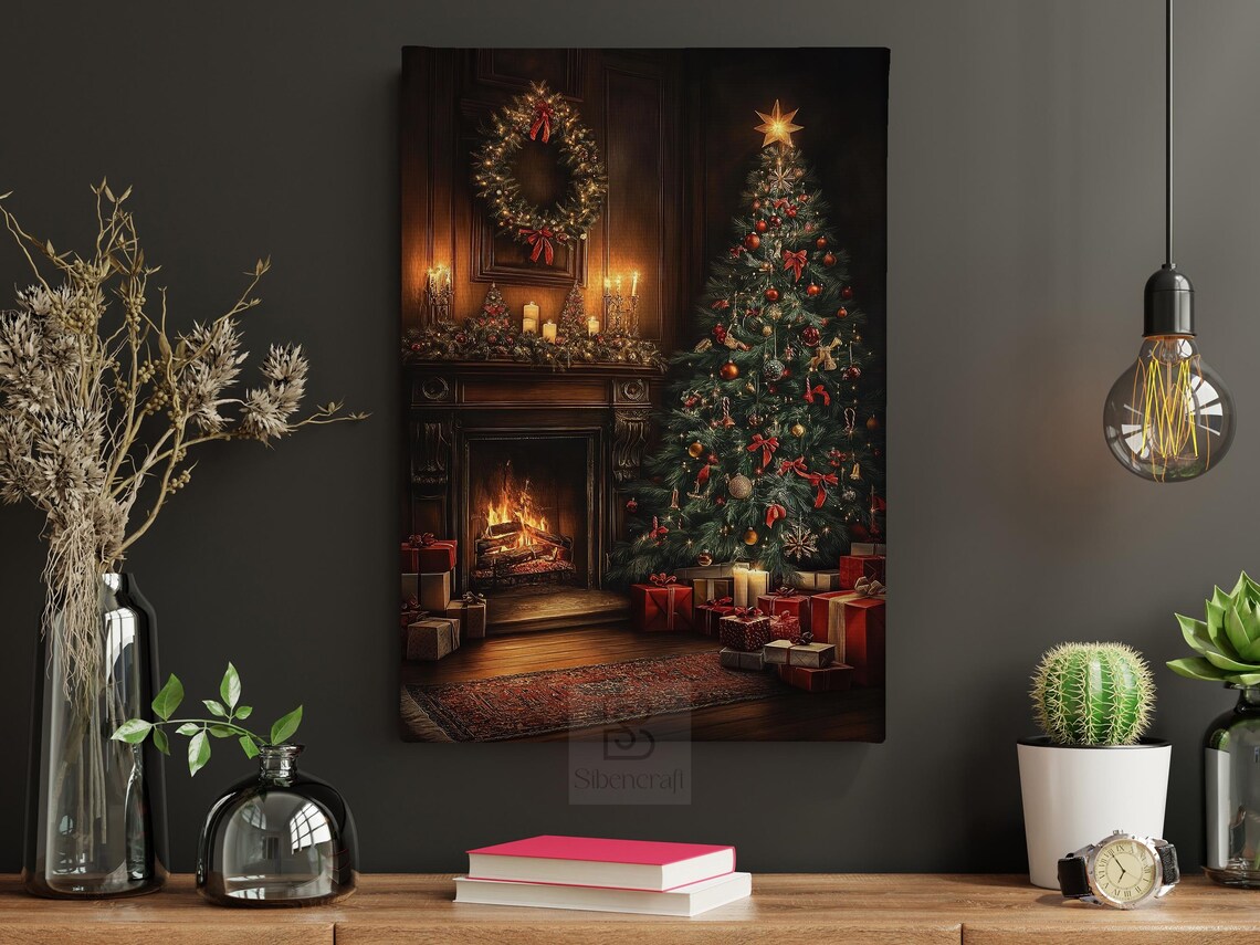 Cozy Christmas Fireplace and Tree Poster, Holiday Decor - Image 4