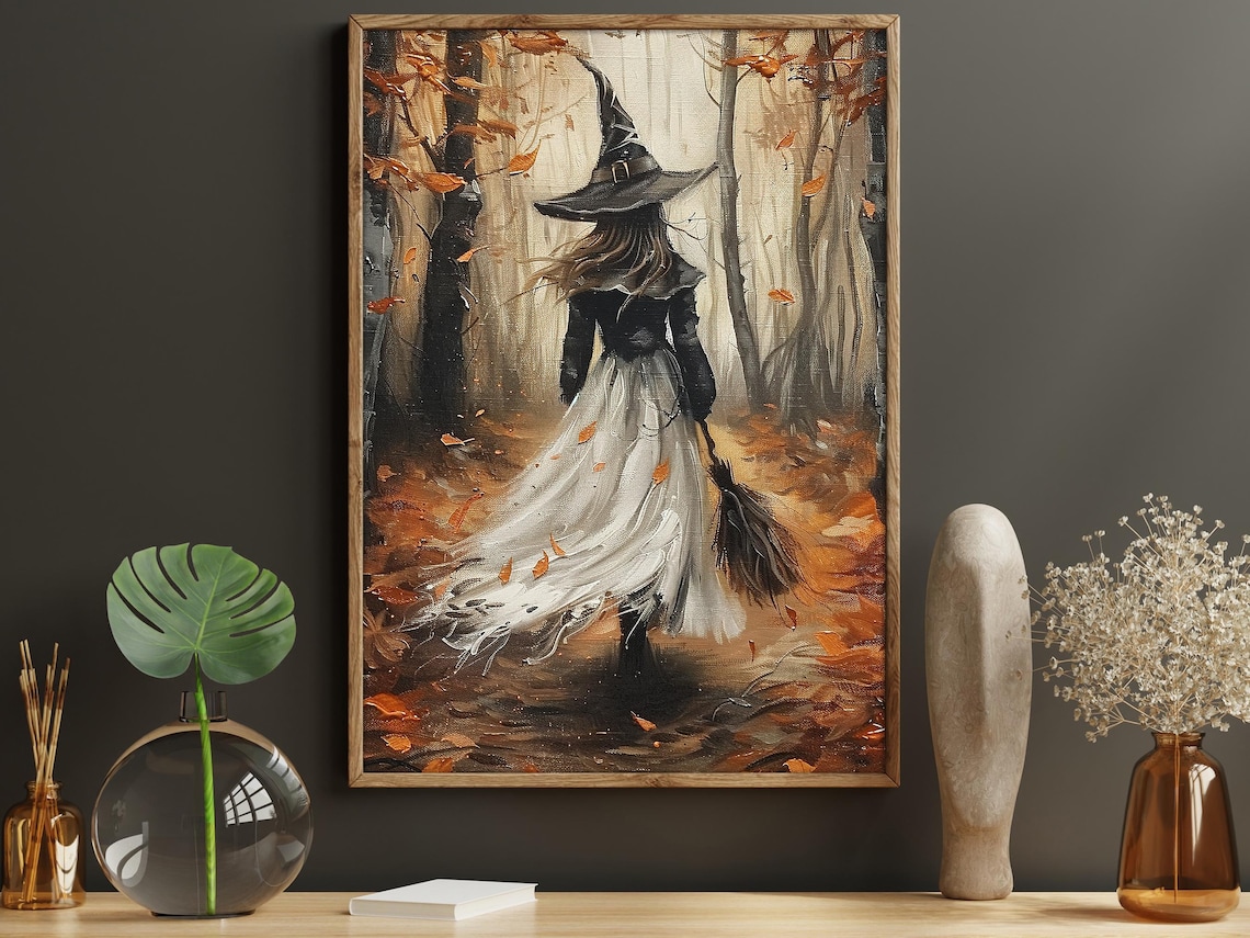Autumn Young Witch in the Forest Halloween Poster - Image 5