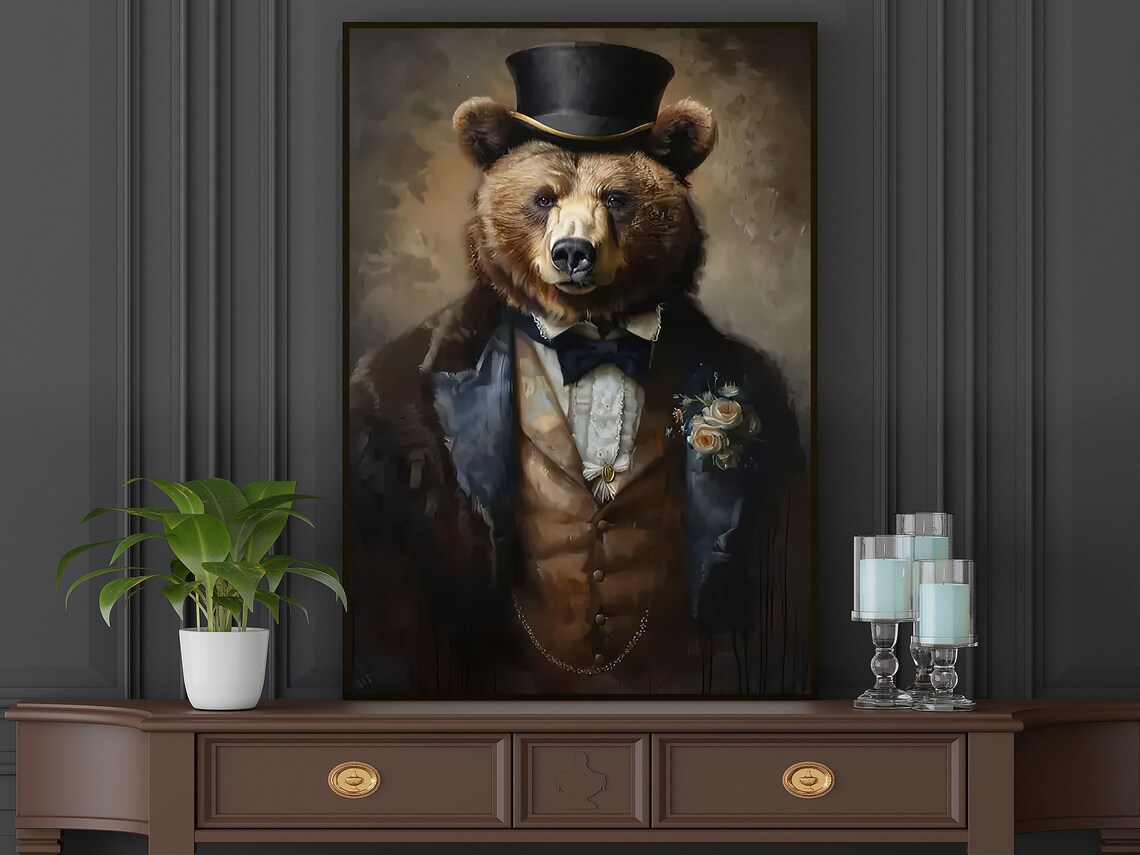 Vintage Renaissance Bear, Retro Animal Poster Print - Image 4