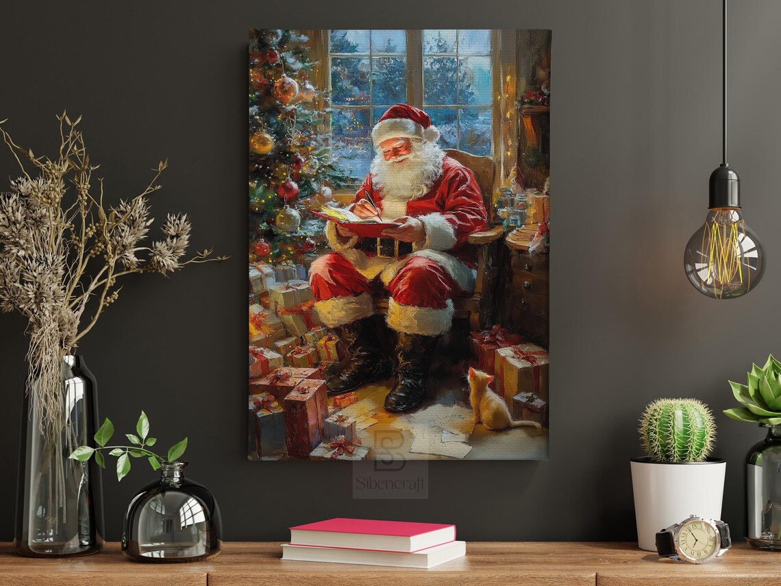 Vintage Santa Claus Writing Christmas Art Print - Image 4
