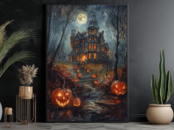 Dark Haunting Castle Halloween Poster Print