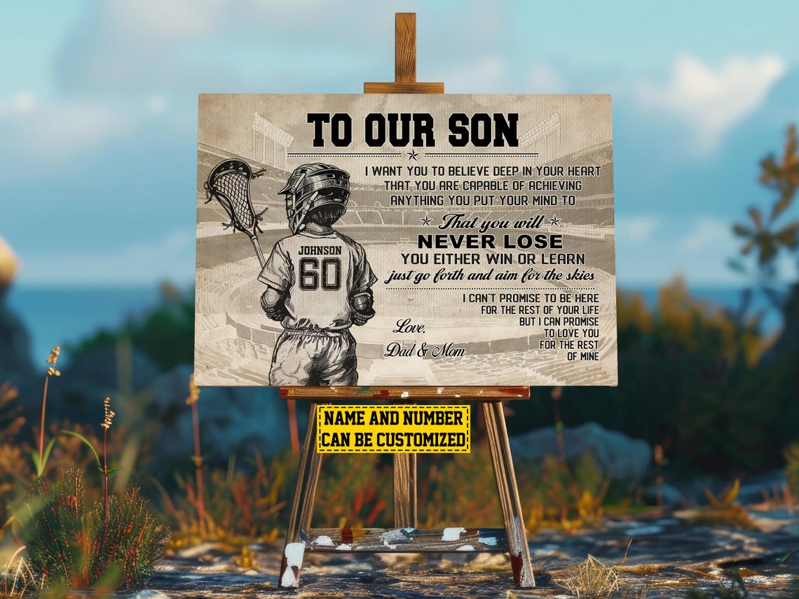 Lacrosse To Our Son Personalized Print Lacrosse Custom Poster Lacrosse Print Lacrosse Gift For Boy Son - Image 2