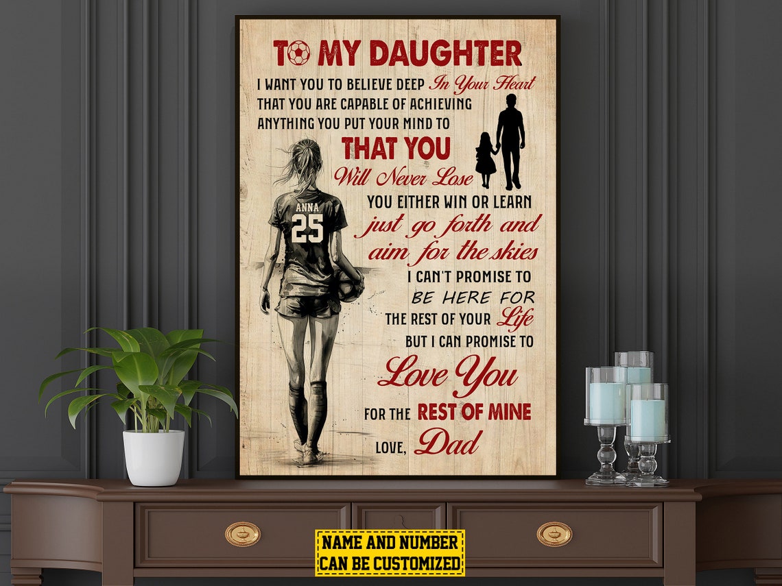 To My Daughter Soccer Personalized Love Letter Sports Poster - Image 4