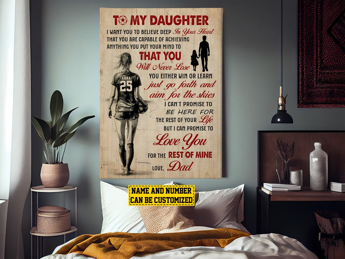 To My Daughter Soccer Personalized Love Letter Sports Poster - Image 3