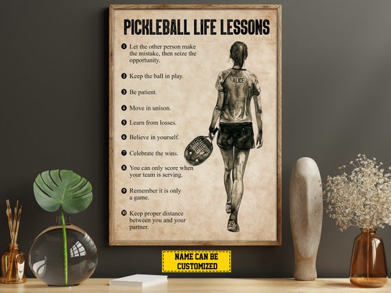 Pickleball Life Lessons Personalized Print Pickleball Poster Print Pickleball Gift For Girl Daughter