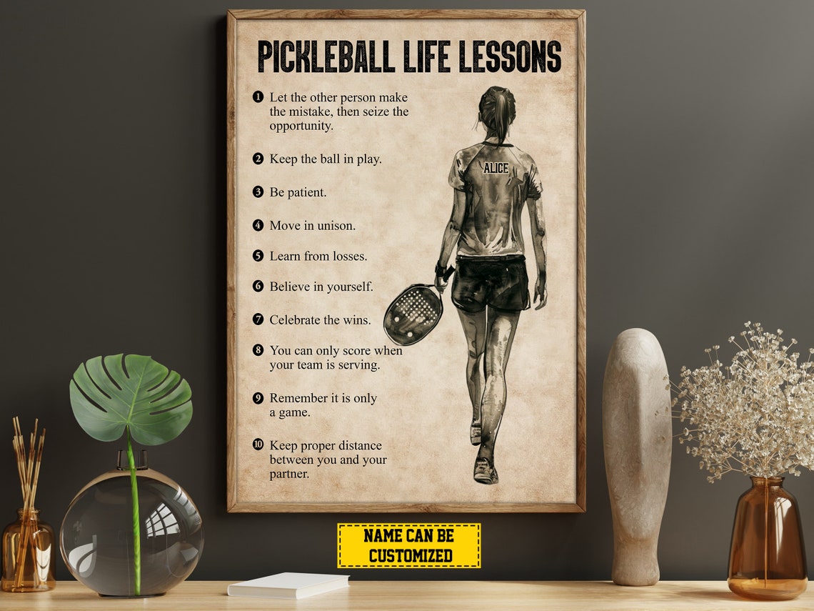 Pickleball Life Lessons Personalized Print Pickleball Poster Print Pickleball Gift For Girl Daughter