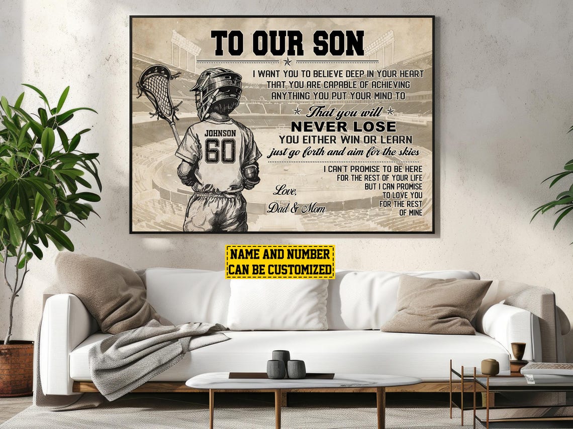 Lacrosse To Our Son Personalized Print Lacrosse Custom Poster Lacrosse Print Lacrosse Gift For Boy Son - Image 3