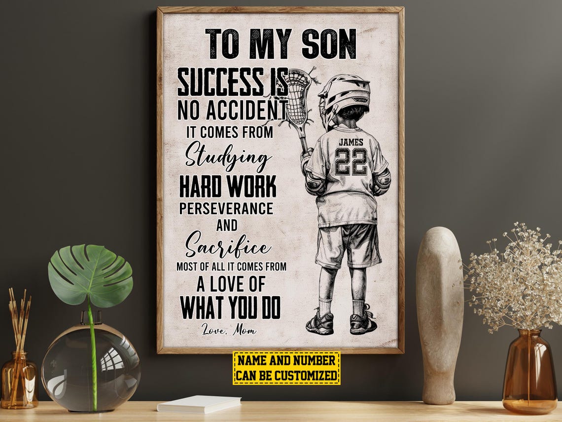Lacrosse To My Son Personalized Print Lacrosse Custom Poster Print Lacrosse Gift For Boy Son - Image 5