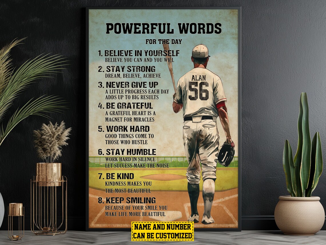 Baseball Powerful Day Personalized Poster