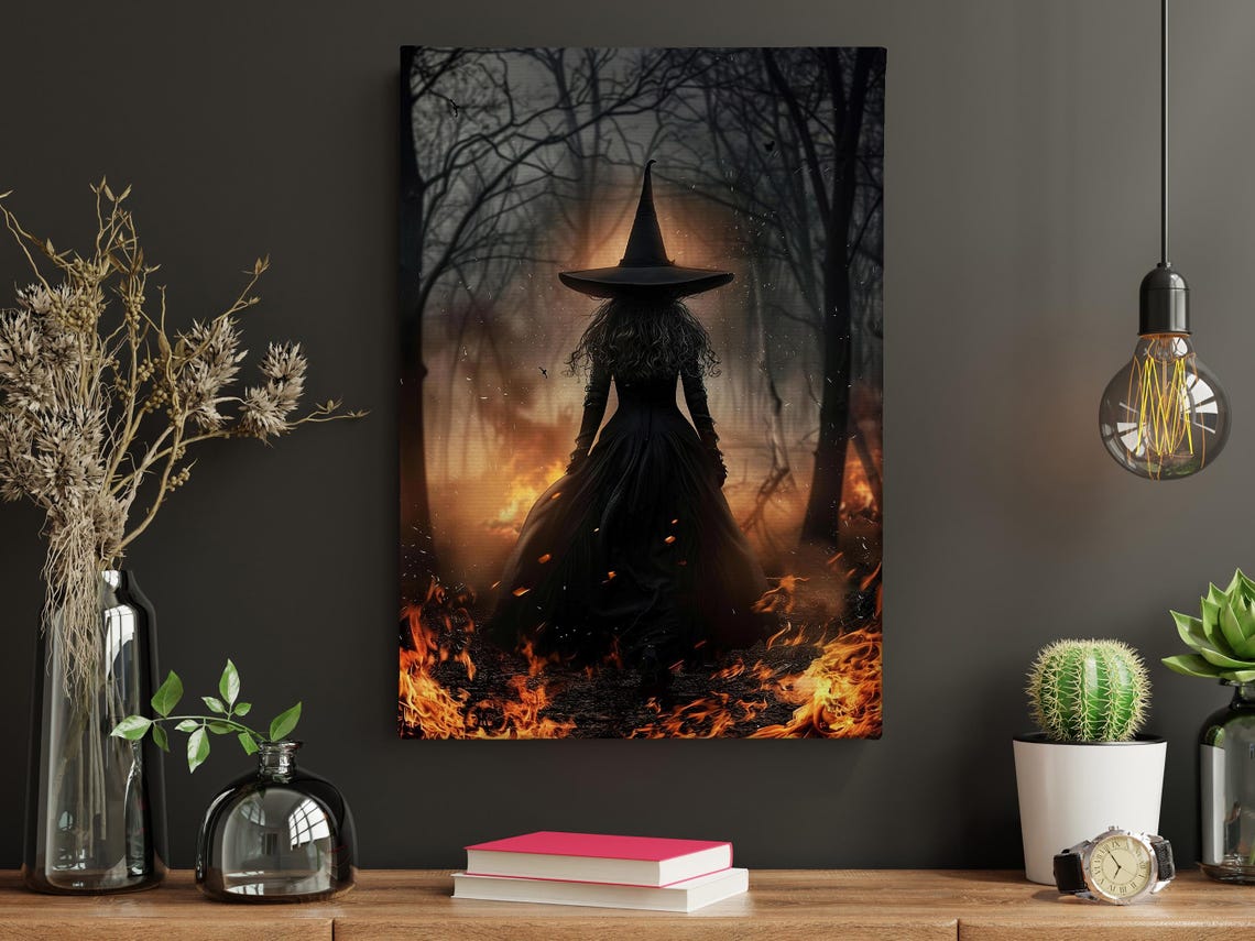 Dark Fire Witch Halloween Poster Print - Image 5