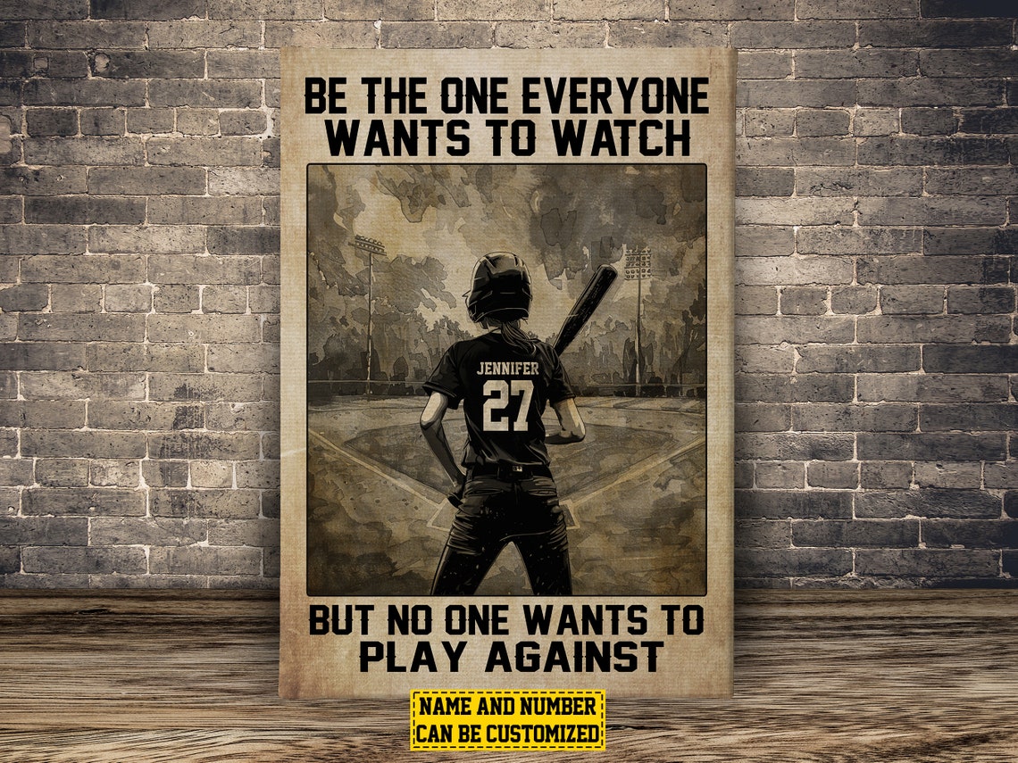 Personalized Softball Motivational Quote Vintage Player Poster Gift - Image 2