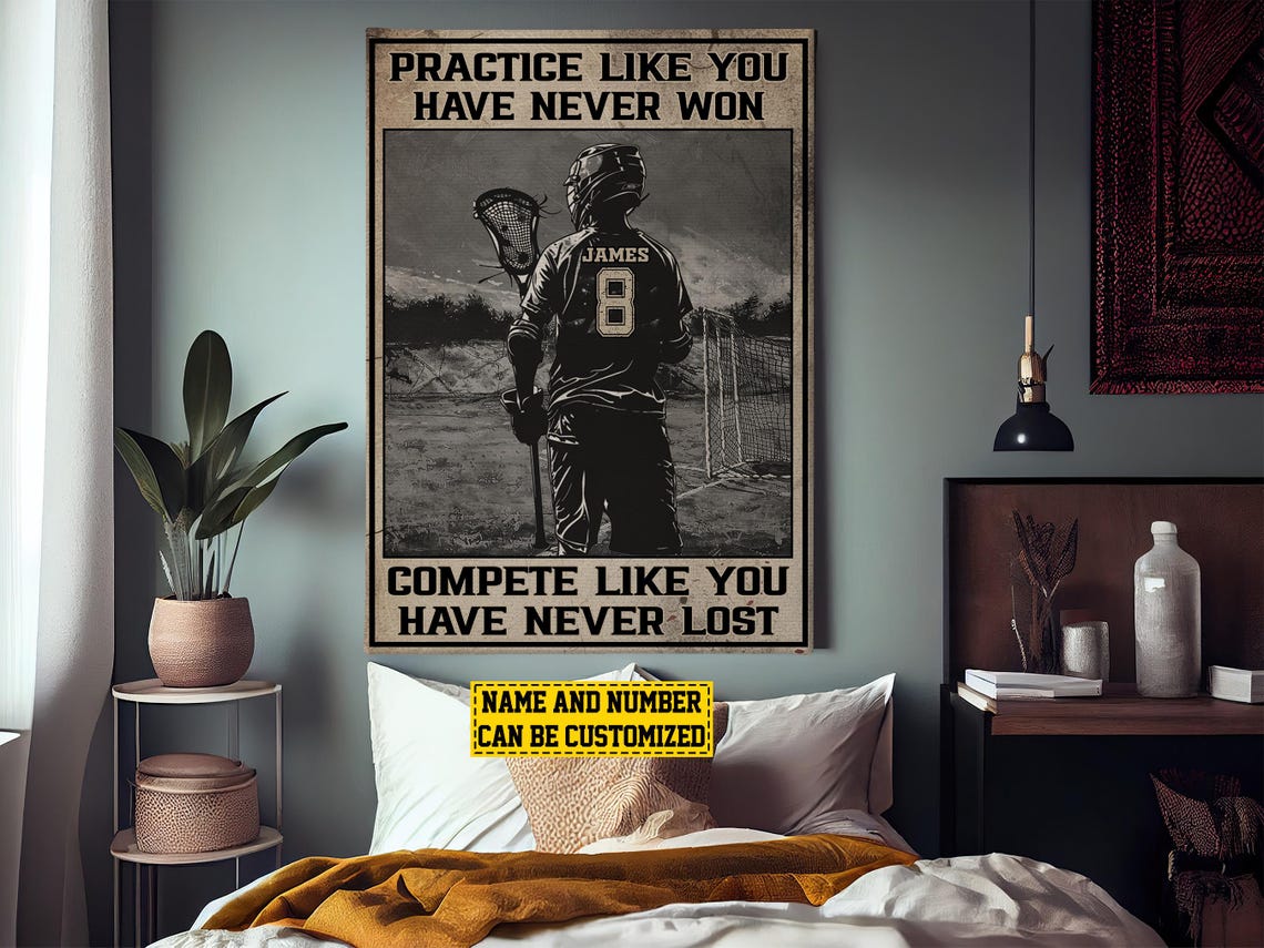 Personalized Lacrosse Practice Compete Motivational Poster Gift - Image 3