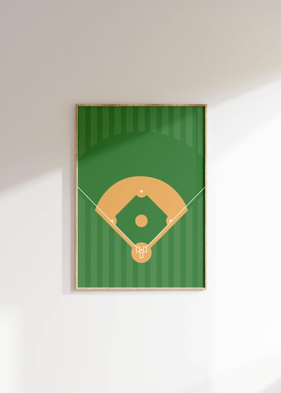 Baseball Field Modern Sports Poster, Minimalist Decor