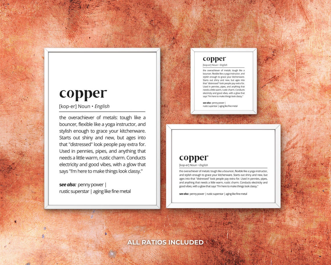 Copper Definition Rustic Kitchen Humor Dictionary Style Wall Art - Image 3