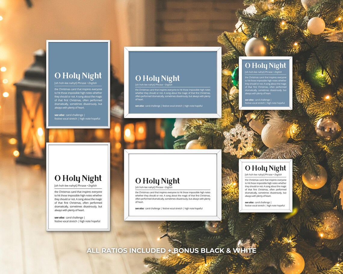 O Holy Night Definition Christmas Carol Humor Dictionary Style Poster - Image 3