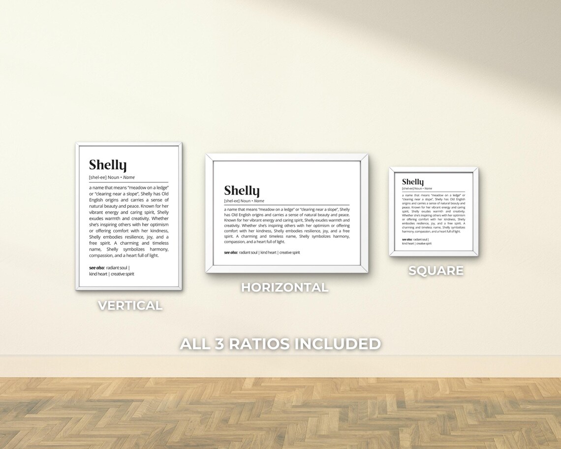 Shelly Name Definition Art Print, Minimalist Typography - Image 3