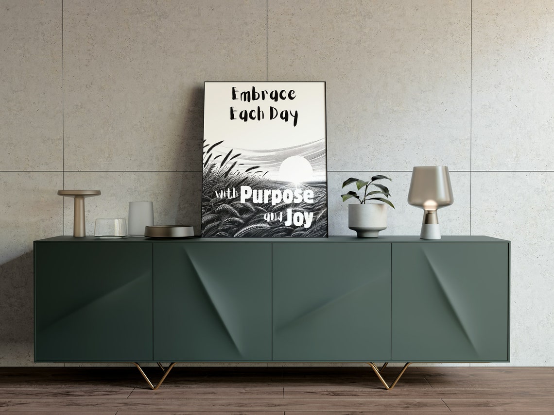 Embrace Each Day with Purpose and Joy Wheat Field Sunset Poster - Image 2