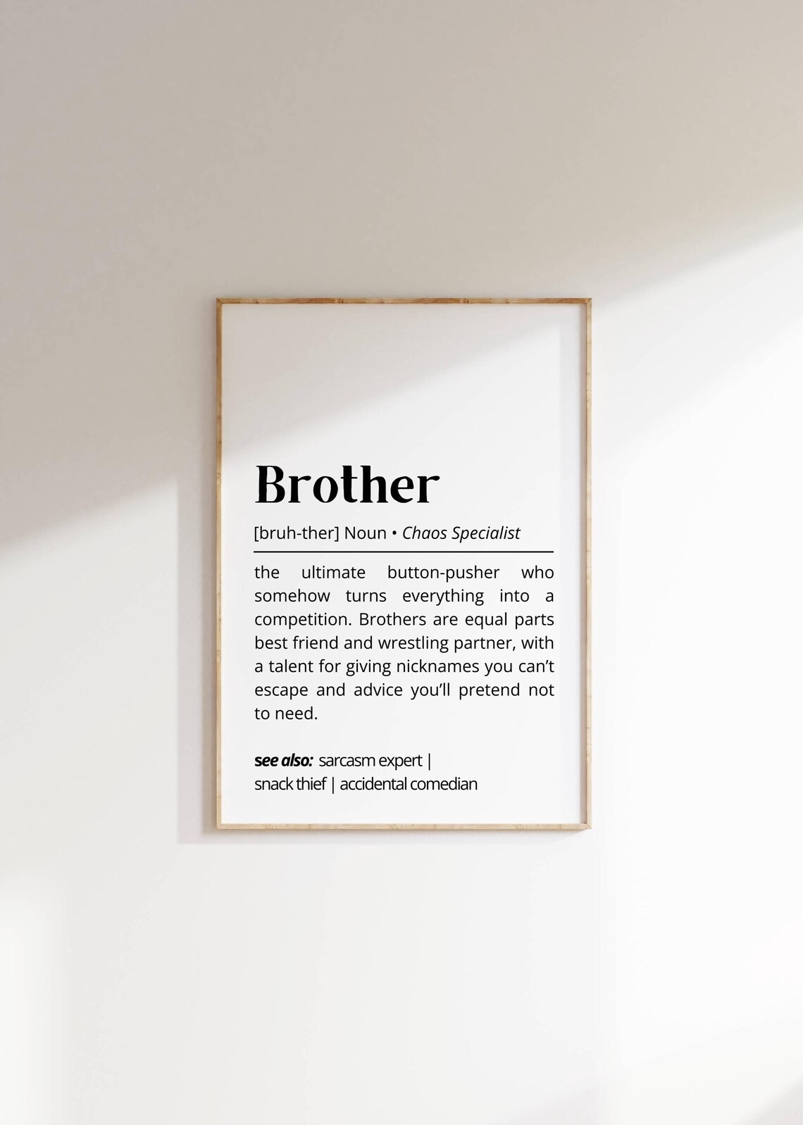 Brother Definition Personalized Minimalist Art Print