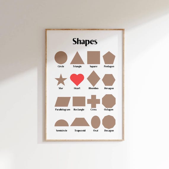 Geometric Shape Wall Art Educational Kids Room Decor Modern Shapes Poster For Learning Nursery Playroom Classroom Montessori Art