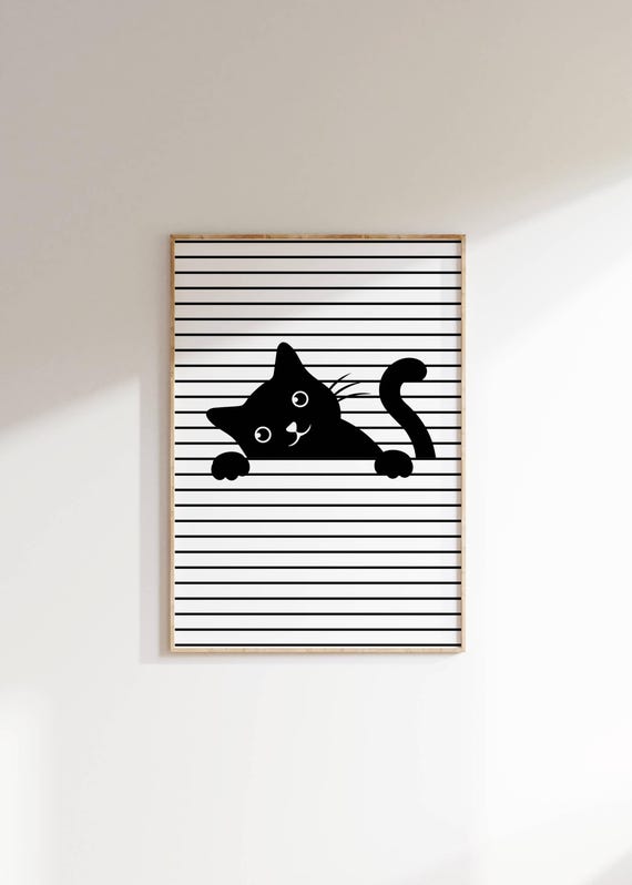 Playful Cat Minimalist Animal Decor, Art Print