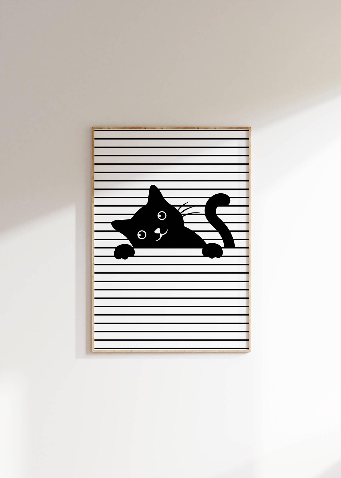 Playful Cat Minimalist Animal Decor, Art Print