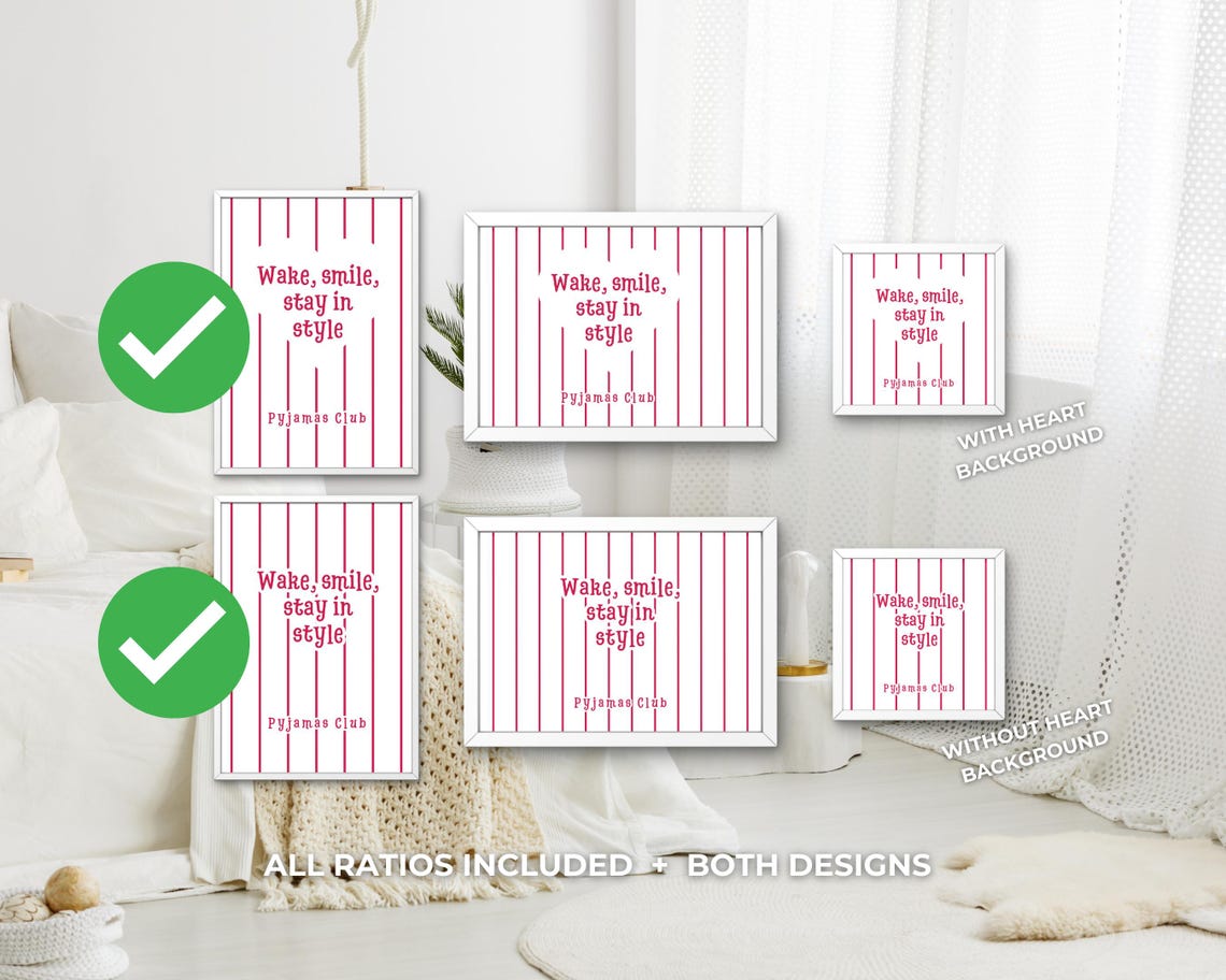Wake Smile Stay in Style Red Pyjamas Club Stripe Morning Poster - Image 3