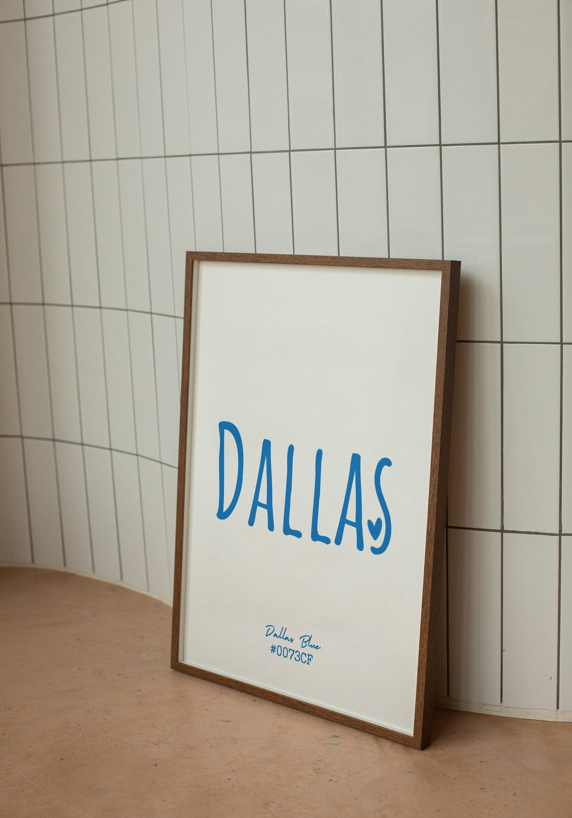 Dallas Texas Blue Heart Typography Minimalist City Decor Poster - Image 2