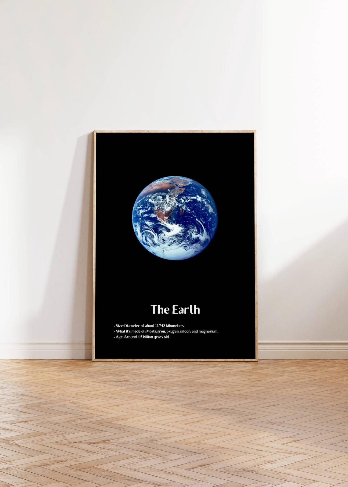 The Earth Photo Facts Poster Black Space Planet Educational Decor - Image 3