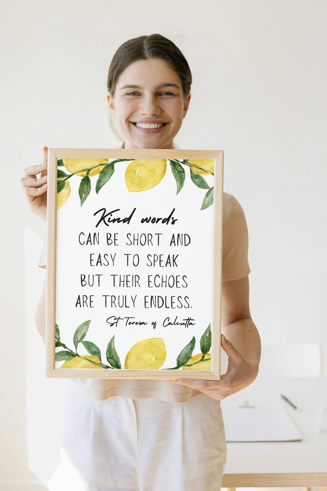 Kind Words Echoes Truly Endless St Teresa Calcutta Lemon Quote Poster Art - Image 2