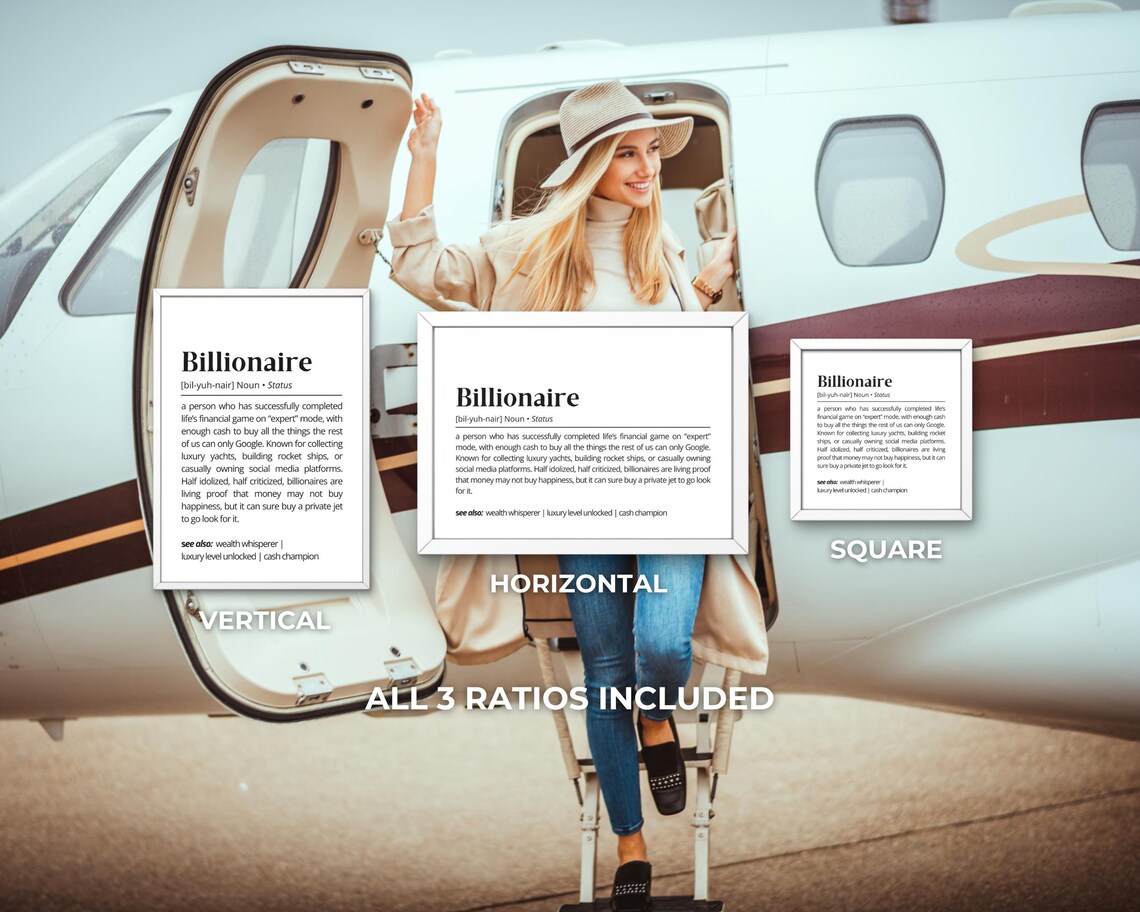Billionaire Definition Poster Funny Wealth Satire Minimalist Gift Decor - Image 3