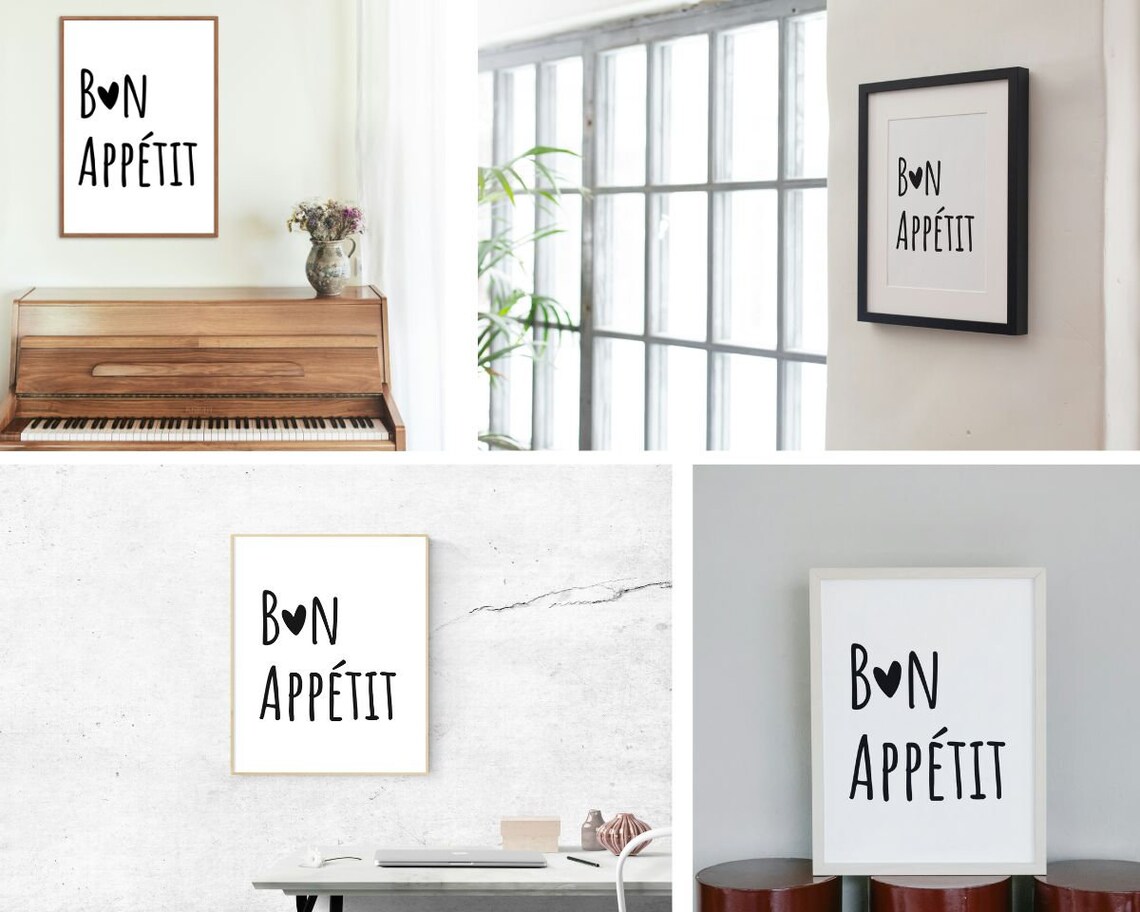 Bon Appetit Kitchen Quote, Minimalist Wall Art Print - Image 4
