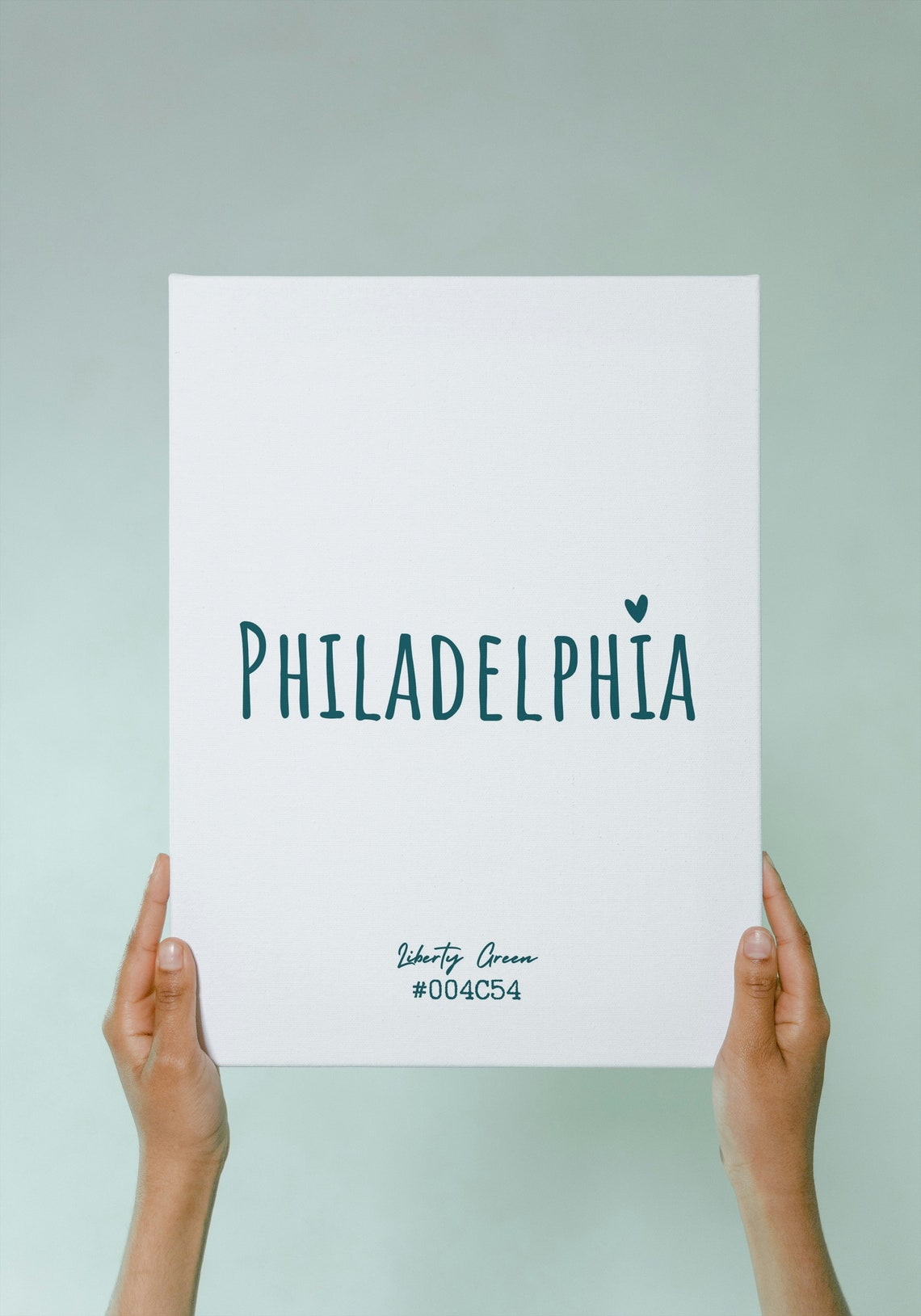 Philadelphia Liberty Green Typography Minimalist City Decor Poster - Image 3