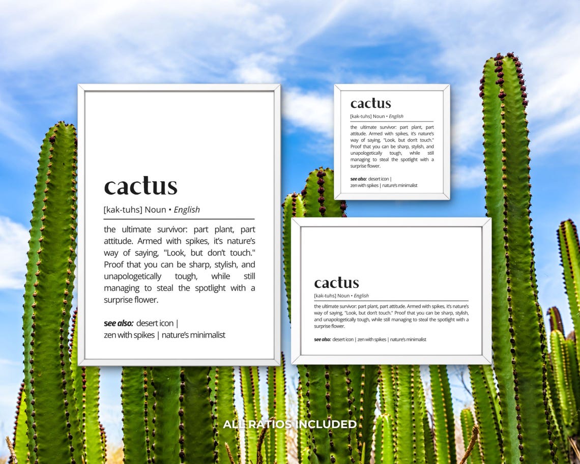 Cactus Funny Dictionary Definition Poster Plant Lovers Gift Decor - Image 3